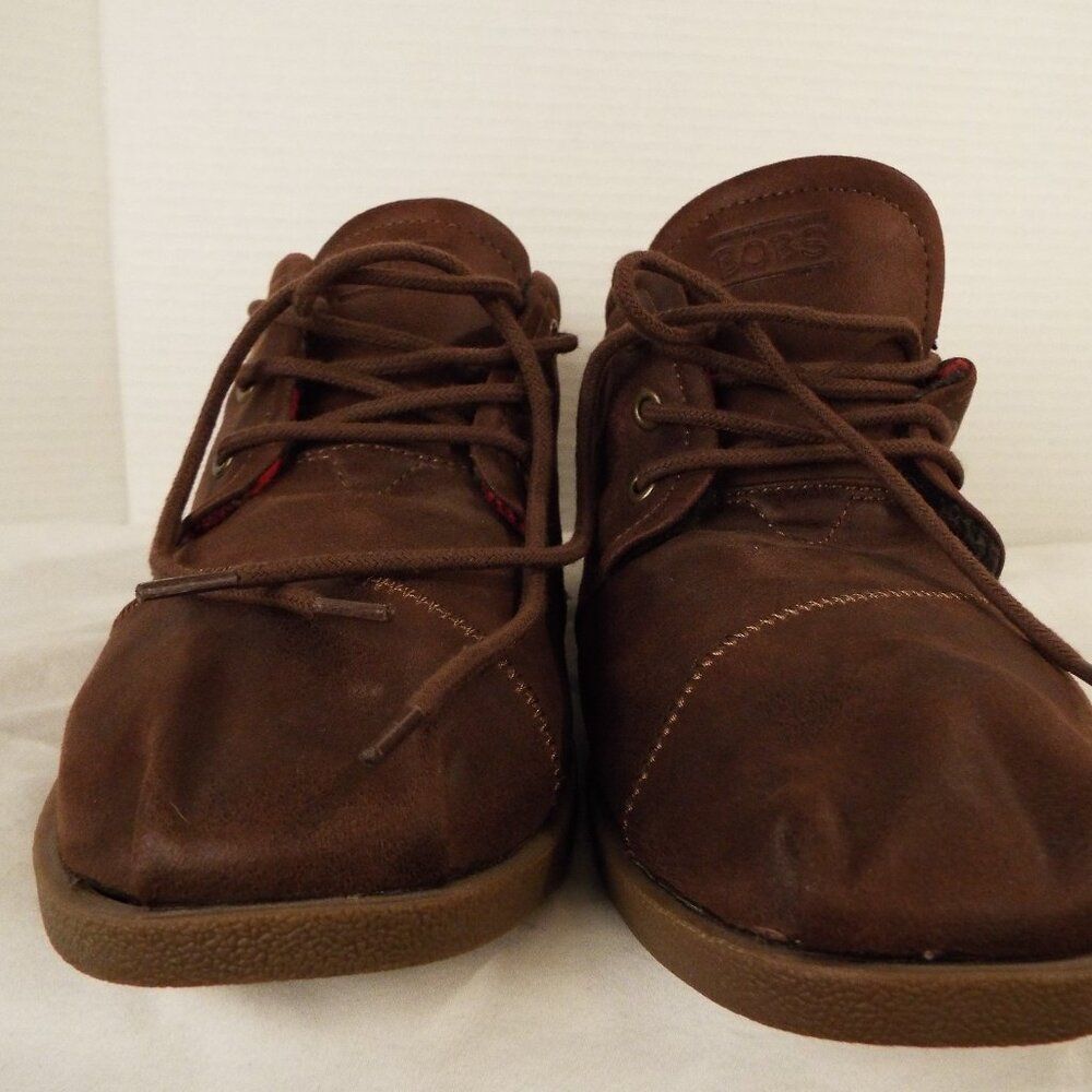 Bobs faux Suede Lace Up Booties Ankle Boots in dark tobacco color- size 11 mens